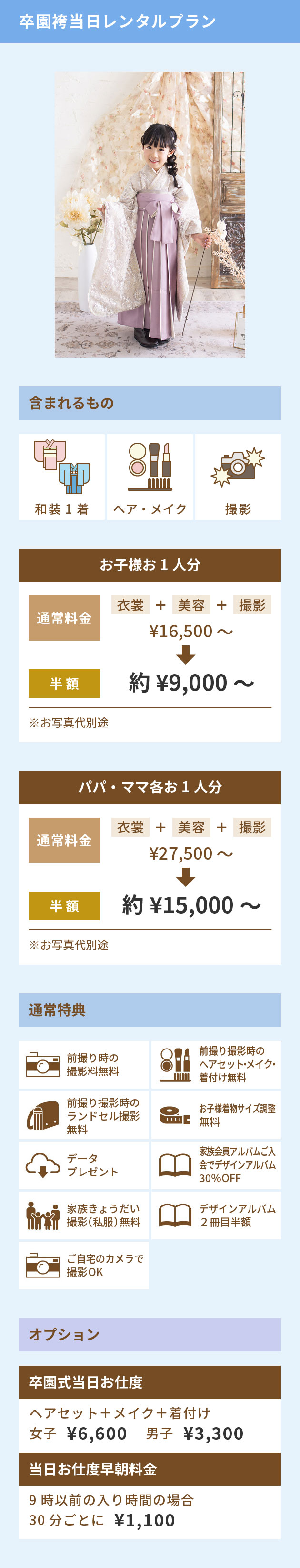 卒園袴当日レンタルプラン
