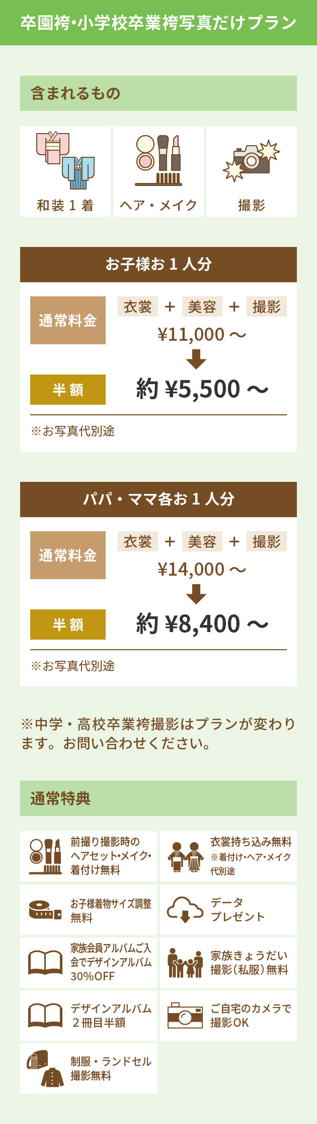 卒園袴・小学校卒業袴写真だけプラン